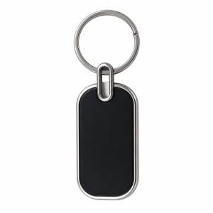 Black Metal Rectangular Shape Keychain