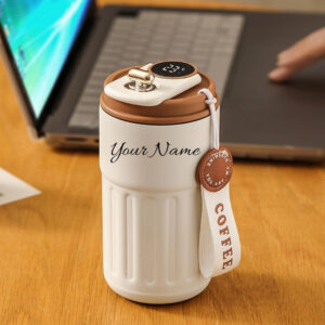Coffee Tumbler with Digital Temperature Display & Handle Strap