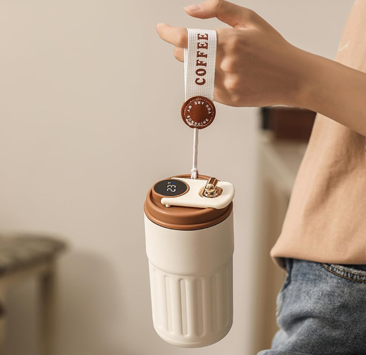 Coffee Tumbler with Digital Temperature Display & Handle Strap - Image 2