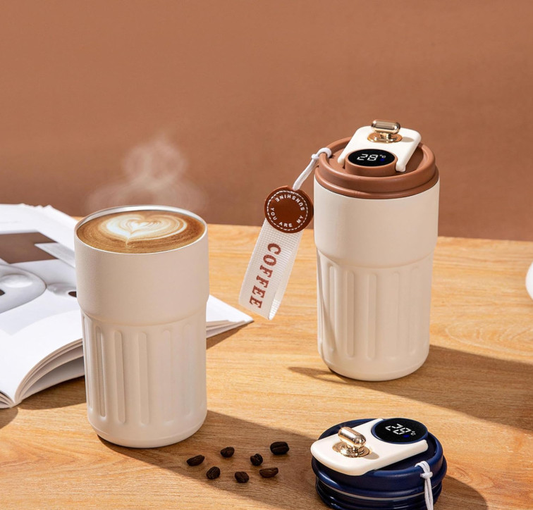 Coffee Tumbler with Digital Temperature Display & Handle Strap - Image 5