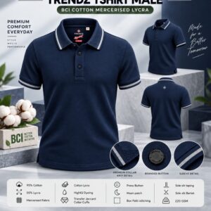 Trendz Men’s Polo T-Shirt | 95% Cotton Mercerised Lycra
